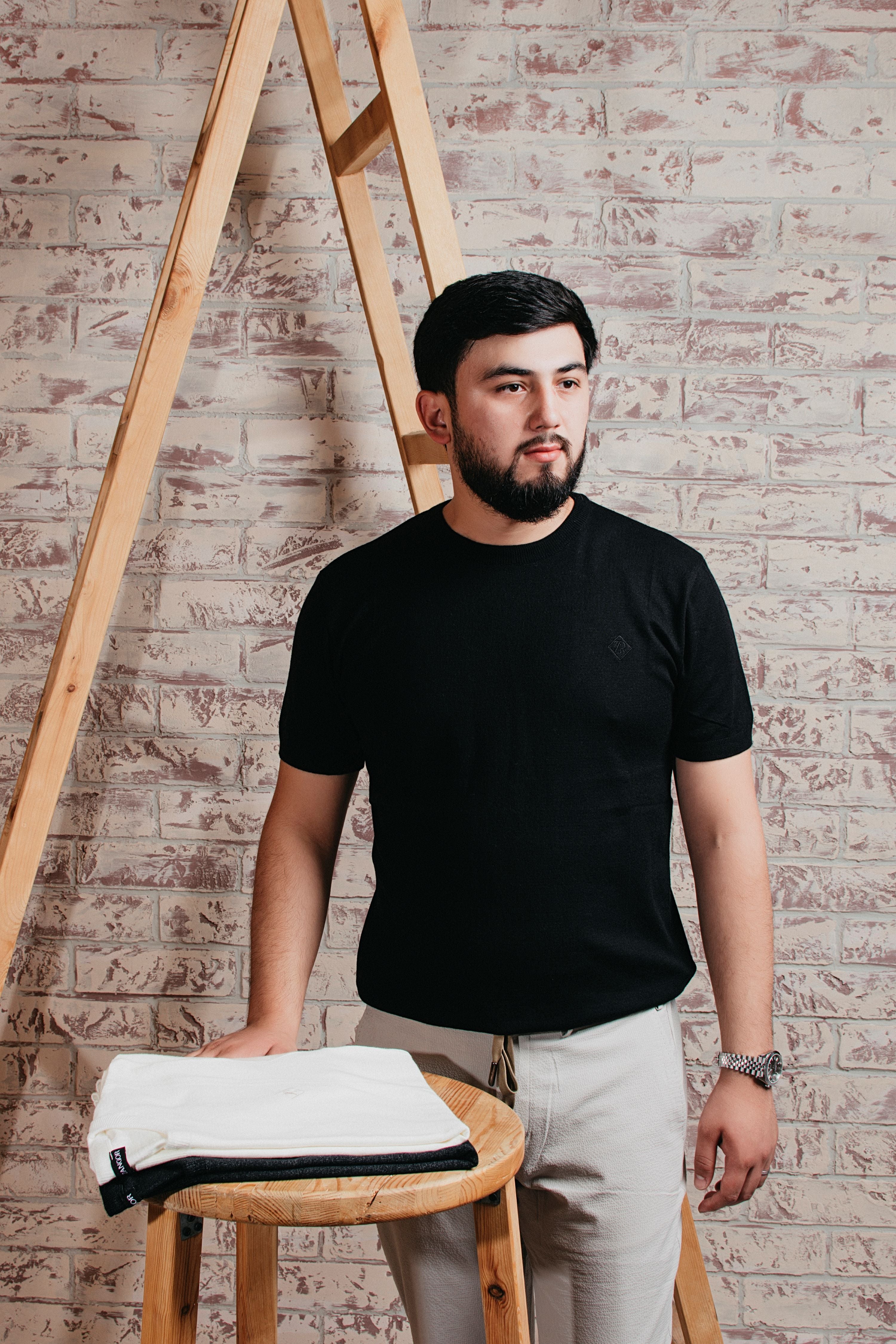 Essential Knit Tee - Midnight Black
