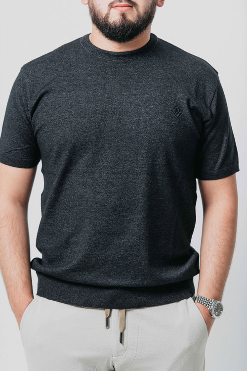 Essential Knit Tee - Charcoal