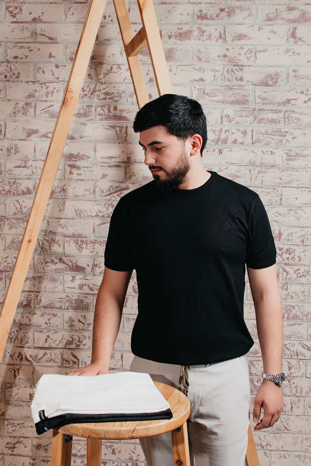 Essential Knit Tee - Midnight Black
