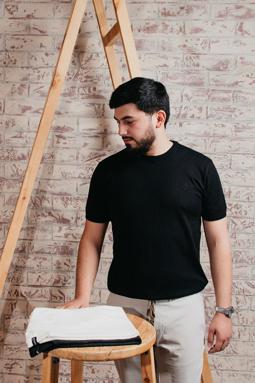 Essential Knit Tee - Midnight Black