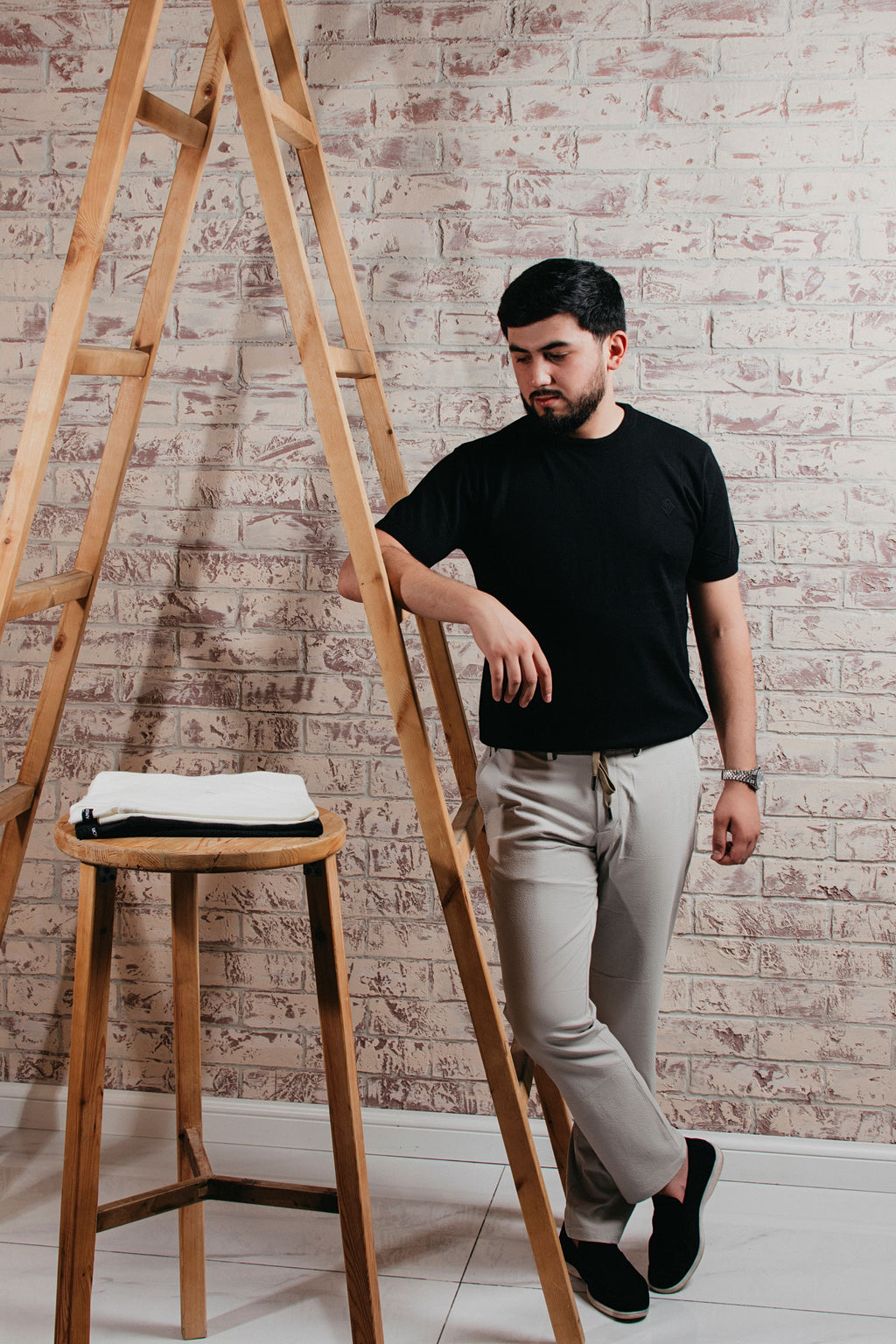 Essential Knit Tee - Midnight Black