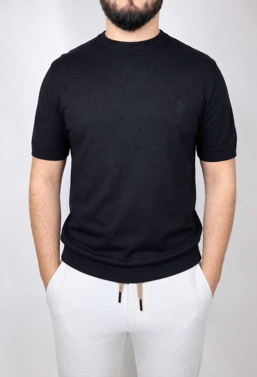 Essential Knit Tee - Midnight Black